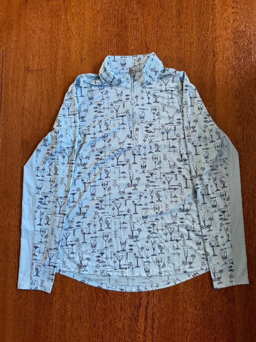 Long sleeve print mock zip